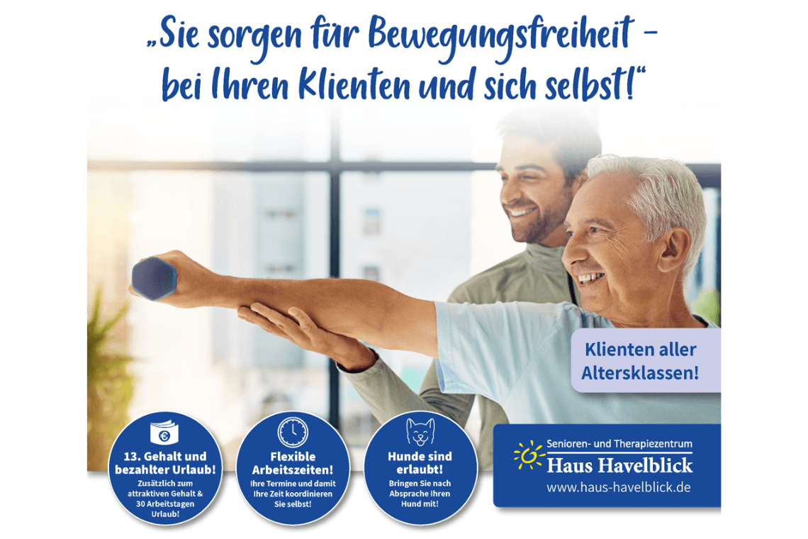Physiotherapeut als Praxisleitung (m/w/d) – Voll- oder Teilzeit bei Senioren- und Therapiezentrum Haus Havelblick GmbH