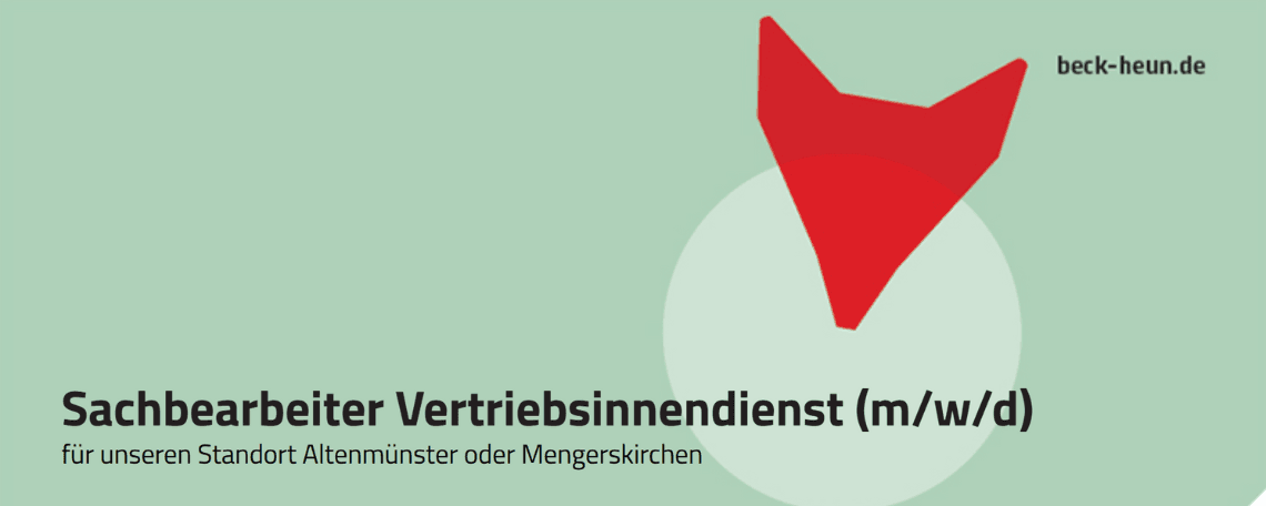 Sachbearbeiter Vertriebsinnendienst (m/w/d) bei Beck+Heun GmbH