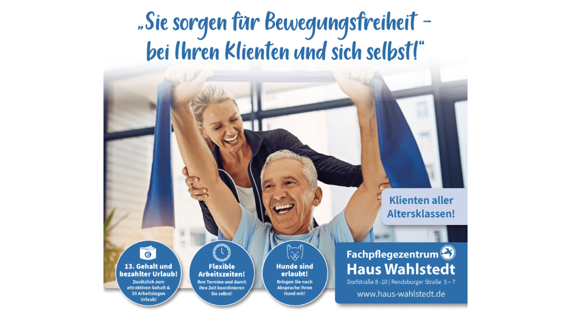 Physiotherapeut / Physiotherapeutin als Praxisleitung (m/w/d) in Vollzeit oder Teilzeit bei Fachpflegezentrum Haus Wahlstedt