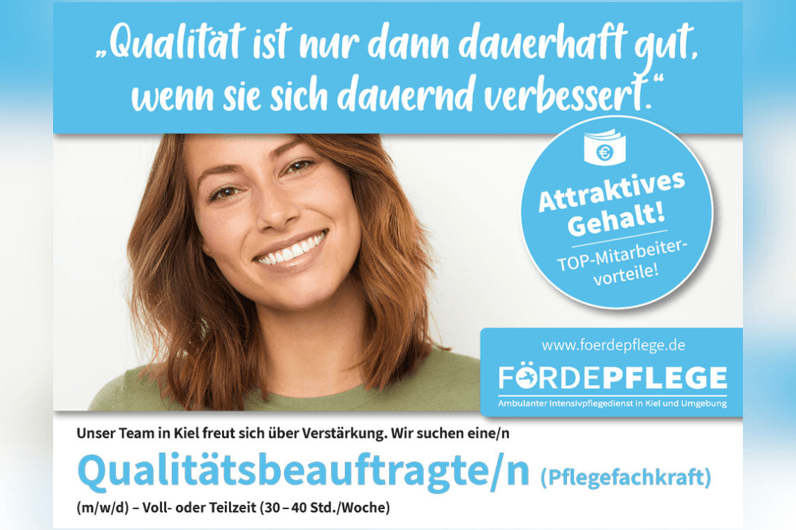 Qualitätsbeauftragte / Qualitätsbeauftragter (Pflegefachkraft) (m/w/d) bei Fördepflege GmbH