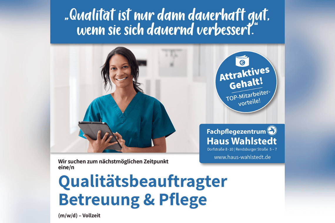 Qualitätsbeauftragter Betreuung & Pflege (m/w/d) bei Fachpflegezentrum Haus Wahlstedt