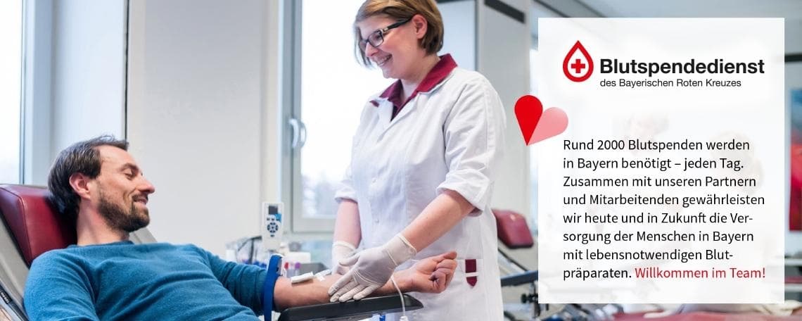 MFA (m/w/d) in der Blutspende bei Blutspendedienst des Bayerischen Roten Kreuzes gemeinnützige GmbH
