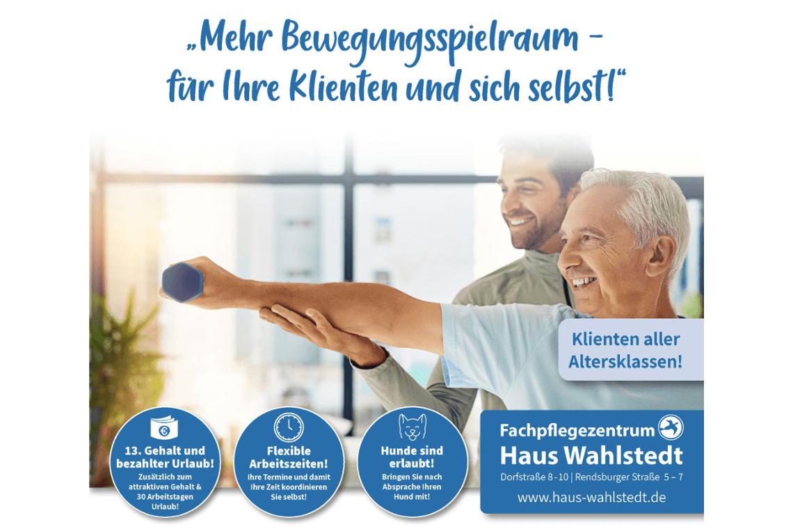 Physiotherapeut (m/w/d) – Voll- oder Teilzeit bei Fachpflegezentrum Haus Wahlstedt