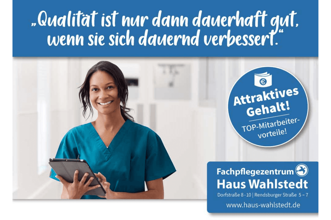 Qualitätsbeauftragter / Qualitätsbeauftragte Betreuung & Pflege (m/w/d) bei Fachpflegezentrum Haus Wahlstedt
