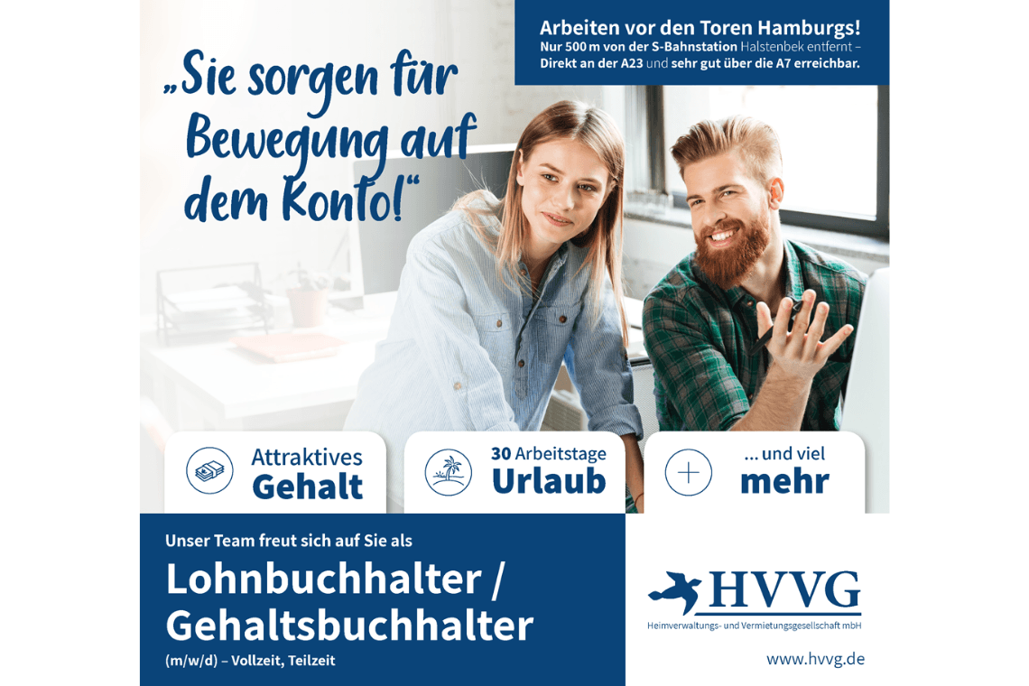 Lohnbuchhalter / Gehaltsbuchhalter (m/w/d) bei HVVG Heimverwaltungs- und Vermietungsgesellschaft mbH