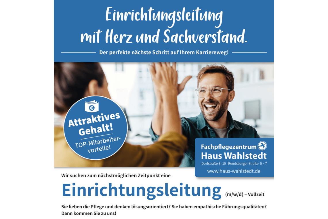 Einrichtungsleitung (m/w/d) – Vollzeit bei Fachpflegezentrum Haus Wahlstedt GmbH